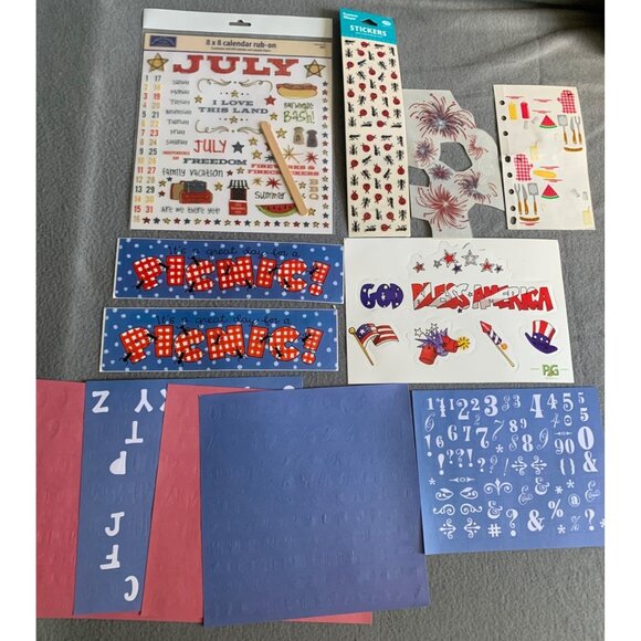 July & Patriotic Themed Sticker & Rub-On Set For Scrapbooking - Picture 6 of 12